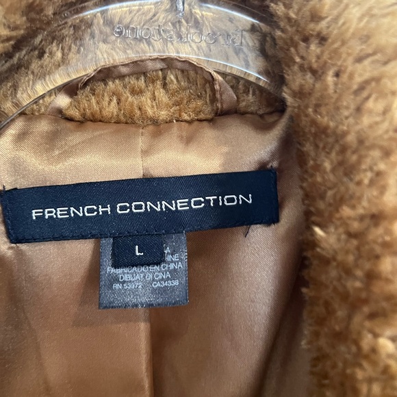 French‎ Connection Tan Faux Fur Teddy Jacket Sz. L - Picture 4 of 11
